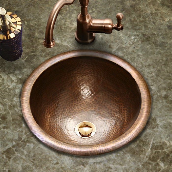 Houzer - Houzer HW-CLA1RS Hammerwerks Series Classic Topmount Copper Lavatory Sink, Antique Copper -  - Bathroom Sink - Topmount  - Big Frog Supply - 2