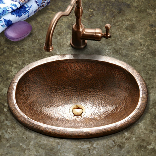 Houzer - Houzer HW-EL1ES Hammerwerks Series Ellipse Topmount Copper Lavatory Sink, Antique Copper -  - Bathroom Sink - Topmount  - Big Frog Supply - 2