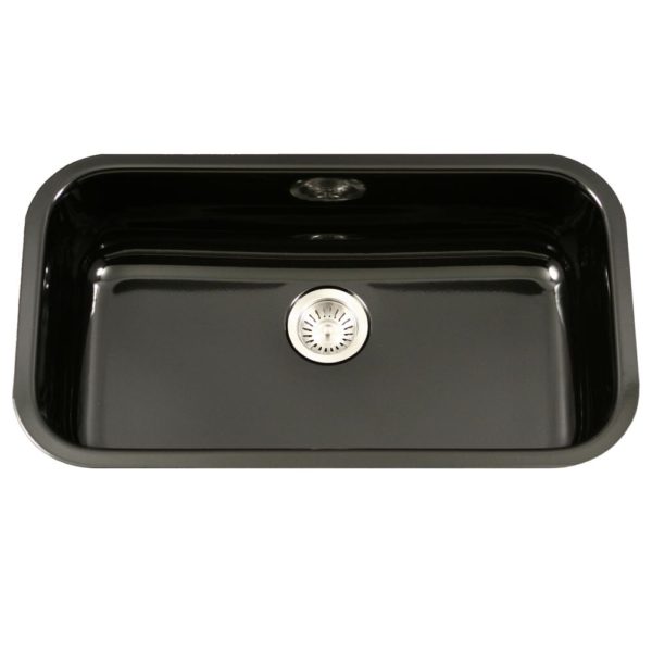 Hamat - CER-3118S-BL - Enamel Steel Undermount Large Single Bowl Kitchen Sink, Black