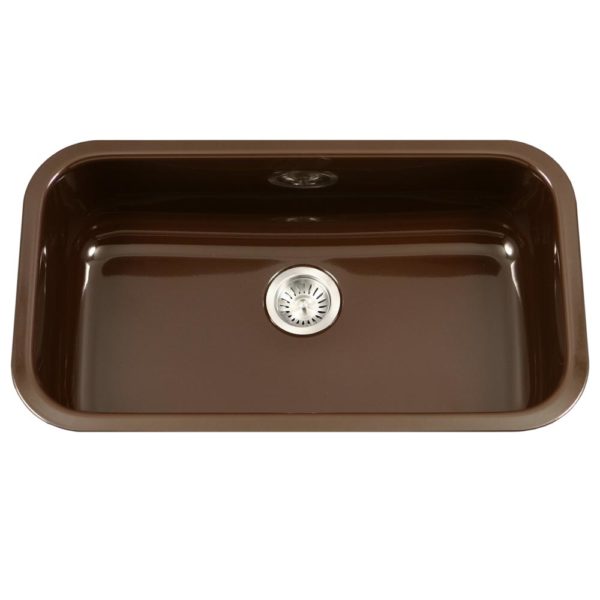 Hamat - CER-3118S-ES - Enamel Steel Undermount Large Single Bowl Kitchen Sink, Espresso