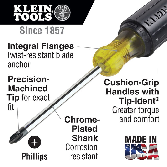 Klein Tools - 603-4 - #2 Phillips Screwdriver 4'' Round Shank