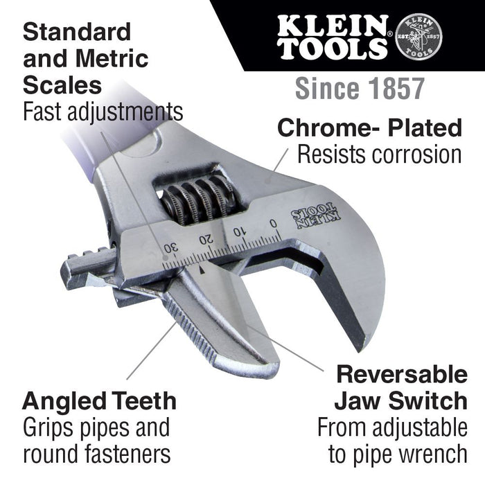 Klein Tools - D86930 - Reversible Jaw/Adjustable Pipe Wrench, 10-Inch