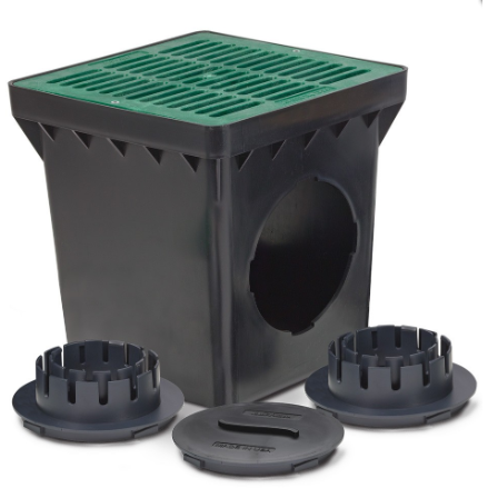Rain Bird - DB12KITG - 12" Drainage Basin Kit with 2 Outlets, 12" Flat Green Grate and Adapters