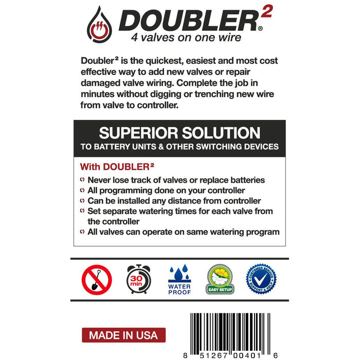 DOUBLER2 - 4 válvulas en un solo cable / Amplíe o repare su sistema de riego con facilidad 