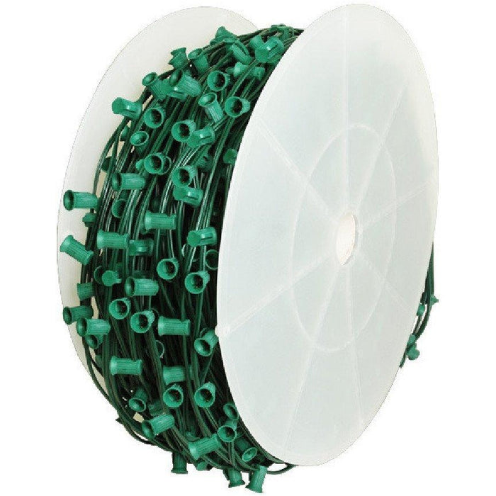 Seasonal Source - C9 Light Spool, 1000' Length, 12" Spacing, Green Wire -  - Socket Wire  - Big Frog Supply