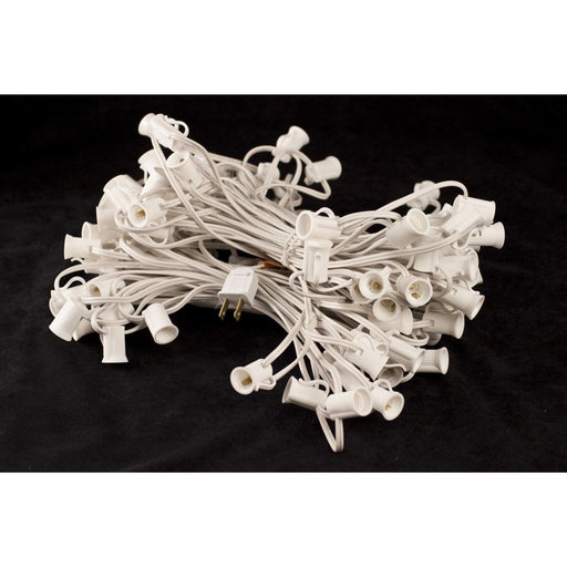 Seasonal Source - C9 Light String, 100' Length, 12" Spacing, White Wire -  - Socket Wire  - Big Frog Supply