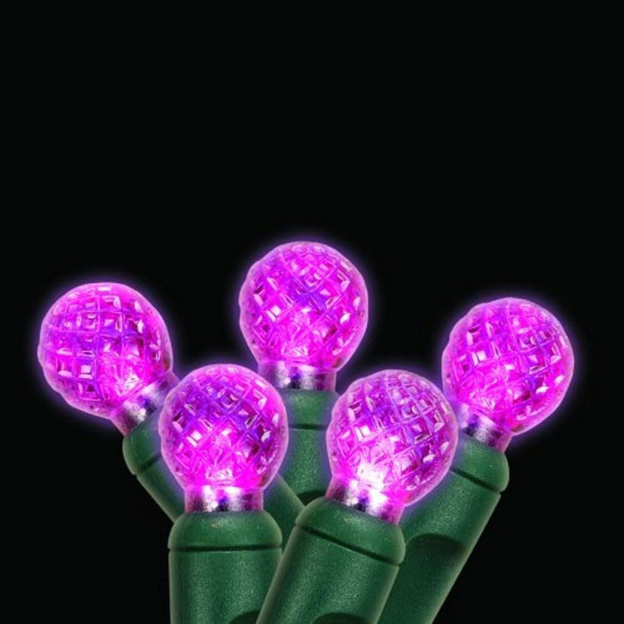Seasonal Source - Pink G12 70 String Lights, 4 Inch Spacing, Green Wire -  - Standard Strands  - Big Frog Supply