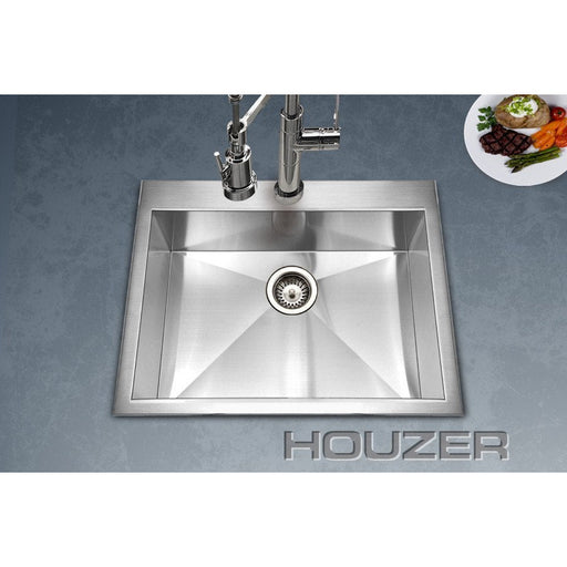 Houzer - Houzer BCS-2522 Bellus Series Zero Radius Topmount Stainless Steel 1-Hole Single Bowl Kitchen Sink -  - Kitchen Sink - Topmount  - Big Frog Supply - 2