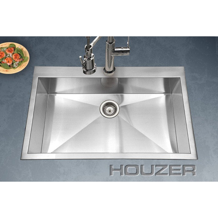 Houzer - Houzer BLS-3322 Bellus Series Zero Radius Topmount Stainless Steel 1-Hole Large Single Kitchen Sink -  - Kitchen Sink - Topmount  - Big Frog Supply - 2