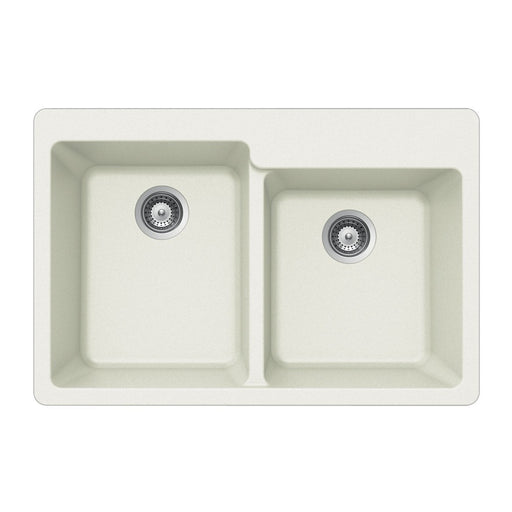 Houzer - Houzer M-175 Quartztone Series Granite Topmount 60/40 Double Bowl Kitchen Sink - Cloud White - Kitchen Sink - Topmount  - Big Frog Supply - 1
