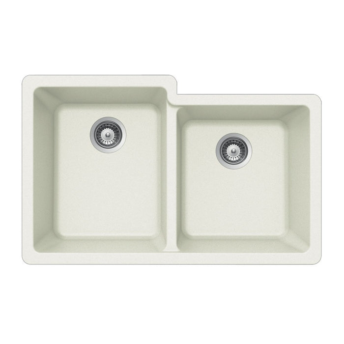 Houzer - Houzer M-175U Quartztone Series Granite Undermount 60/40 Double Bowl Kitchen Sink - Cloud White - Kitchen Sink - Undermount  - Big Frog Supply - 1