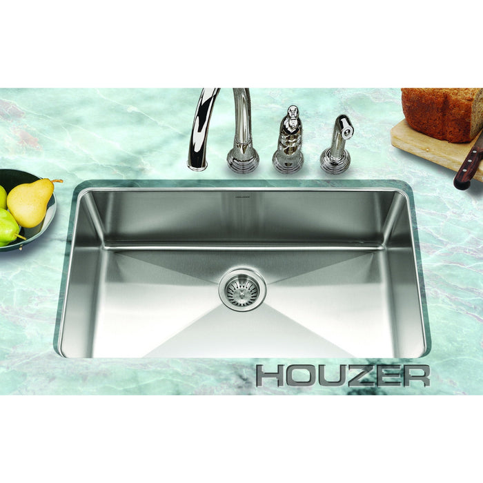 Houzer - Houzer NOG-4150 Nouvelle Series 25mm Radius Undermount Stainless Steel Large Single Bowl Kitchen Sink -  - Kitchen Sink - Undermount  - Big Frog Supply - 2