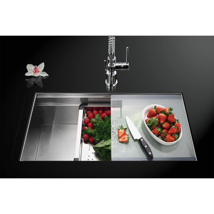 Houzer - Houzer NVS-5200 Novus Series Dual Level Undermount Stainless Steel Large Single Bowl Kitchen Sink with Sliding Platform -  - Kitchen Sink - Undermount  - Big Frog Supply - 2