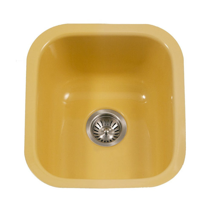 Houzer - Houzer PCB-1750 Porcela Series Porcelain Enamel Steel Undermount Bar/Prep Sink - Lemon - Kitchen Sink - Undermount  - Big Frog Supply - 4