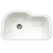 Houzer - Houzer PCH-3700 Porcela Series Porcelain Enamel Steel Undermount Offset Single Bowl Kitchen Sink - White - Kitchen Sink - Undermount  - Big Frog Supply - 11