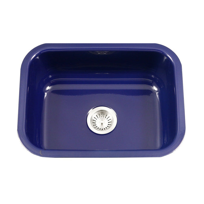 Houzer - Houzer PCS-2500 Porcela Series Porcelain Enamel Steel Undermount Single Bowl Kitchen Sink - Navy Blue - Kitchen Sink - Undermount  - Big Frog Supply - 8