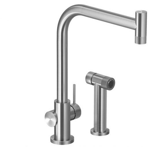 Hamat - KNSH-2000 BSS - Contemporary Single Handle Kitchen Faucet in Brushed Stainless Steel, with sidespray