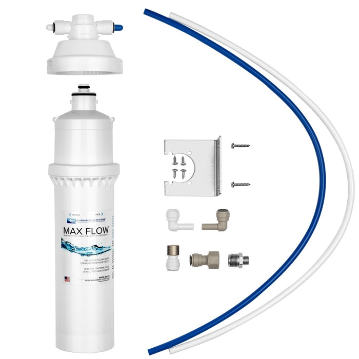 Sistema de filtración de agua potable de una sola etapa de flujo máximo debajo del fregadero (filtración directamente a su grifo)