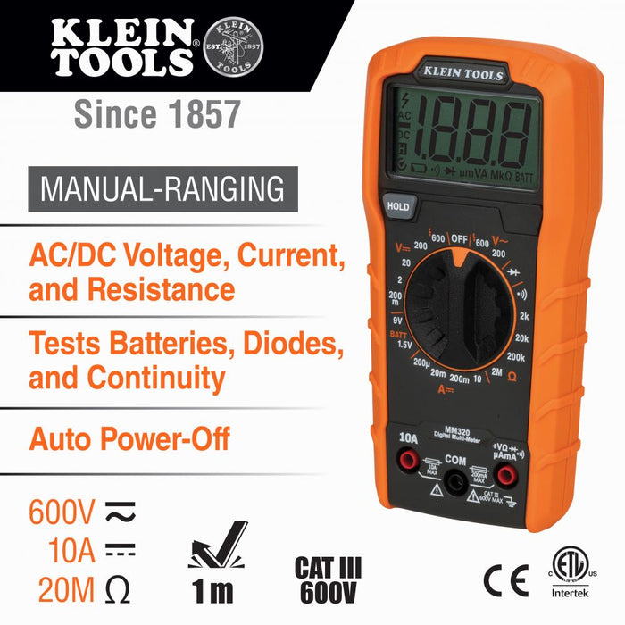 Klein Tools - MM320KIT - Digital Multimeter Electrical Test Kit