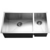 Hamat - PRI-3318DR - Undermount Stainless Steel 70/30 Double Bowl Kitchen Sink, Prep bowl Right