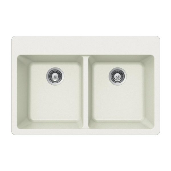 Hamat - SIO-3322DT-WH - Topmount 50/50 Double Bowl Kitchen Sink, White
