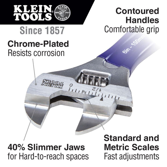Klein Tools - D86934 - Slim-Jaw Adjustable Wrench, 6-Inch