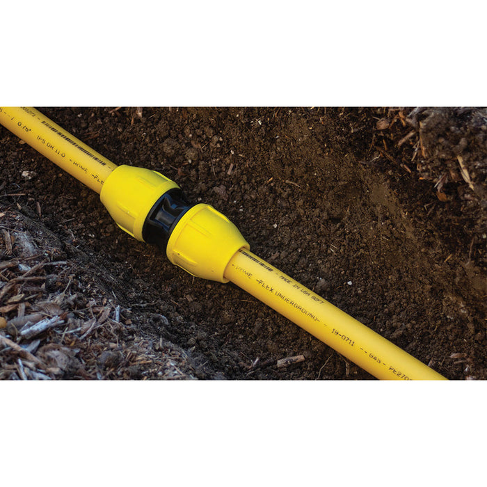 HOME-FLEX 18-429-010 Acoplador de tubería de gas de polietileno amarillo IPS subterráneo de 1"